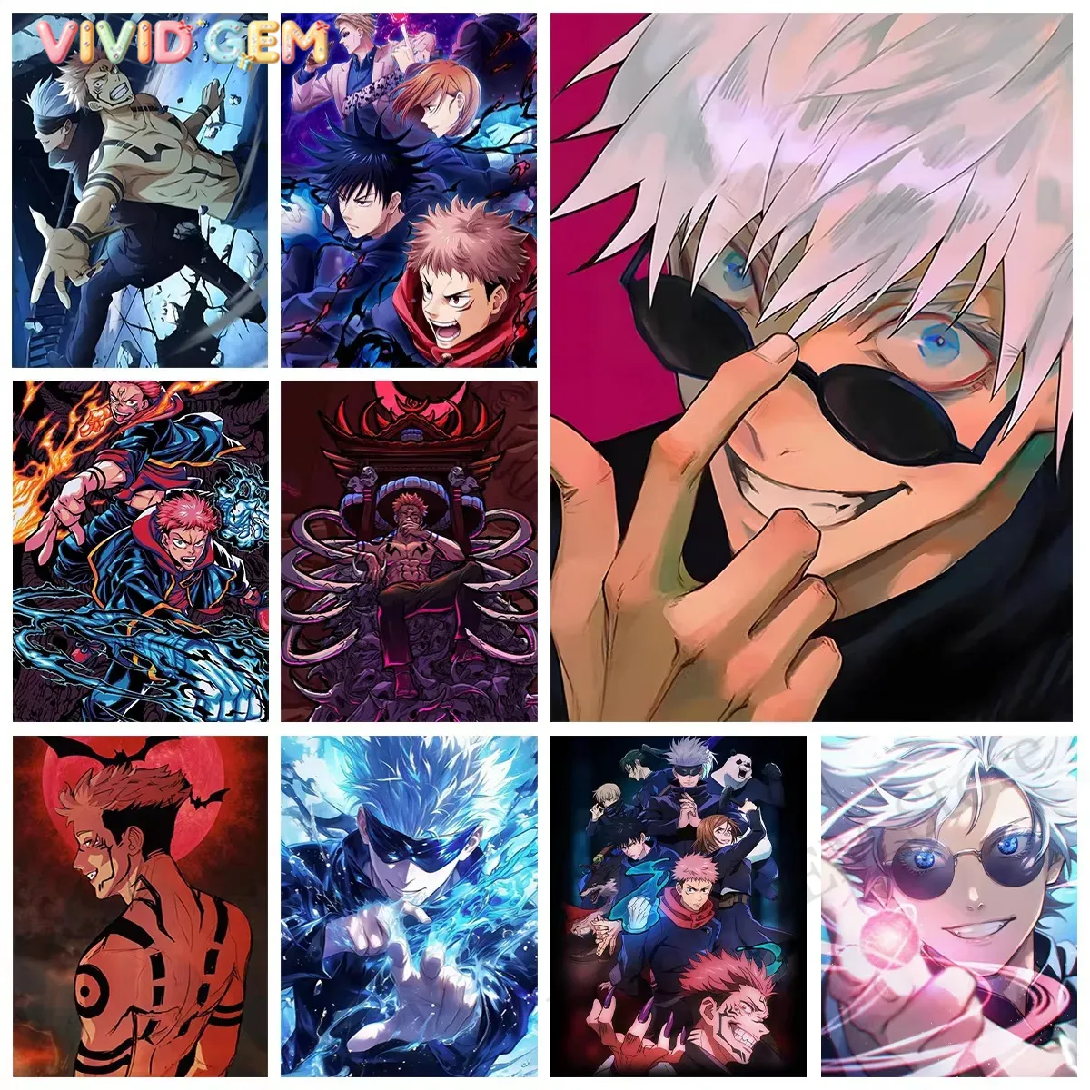 Photo Mosaic Print - VIVID GEM Diamantmalerei Jujutsu Kaisen Gojo