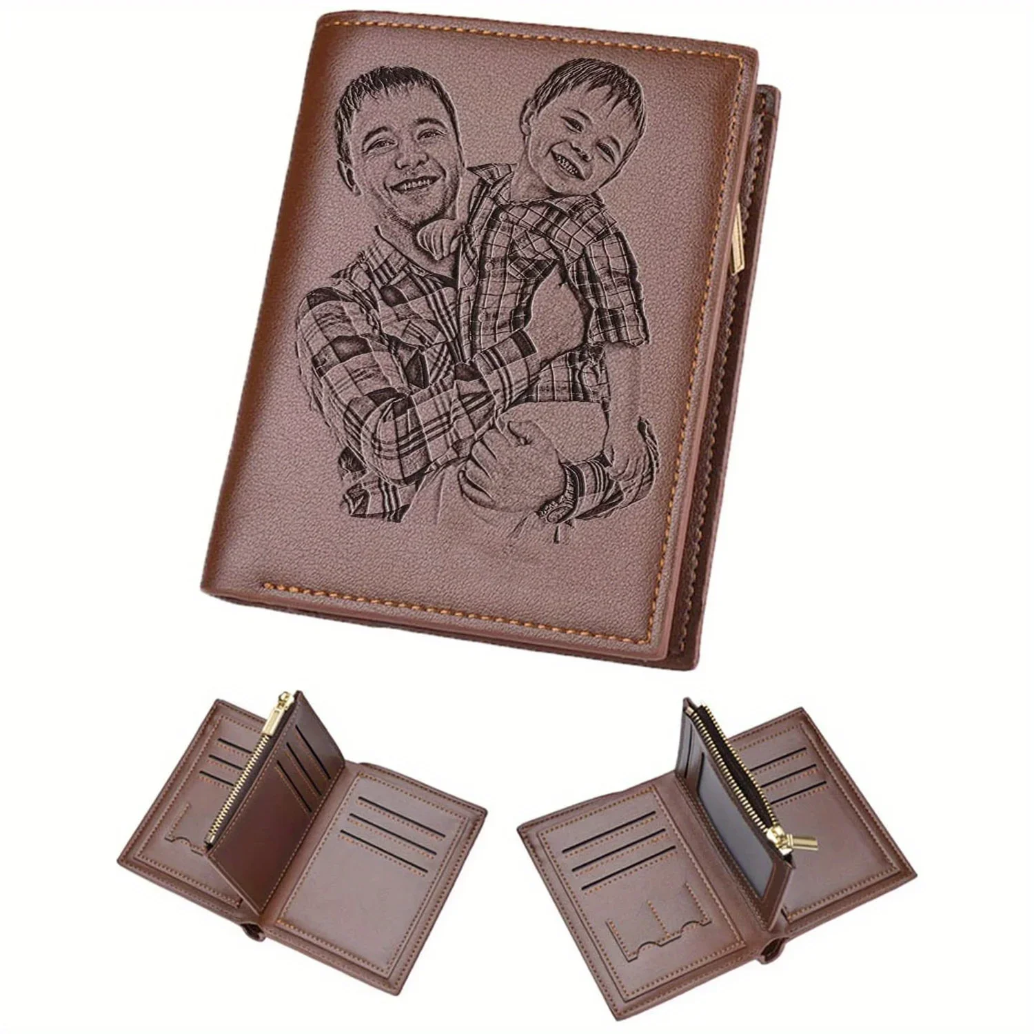 Personalized Name Box - Individuell gravierte Herren-Foto-Geldbörse | Personalisiert mit