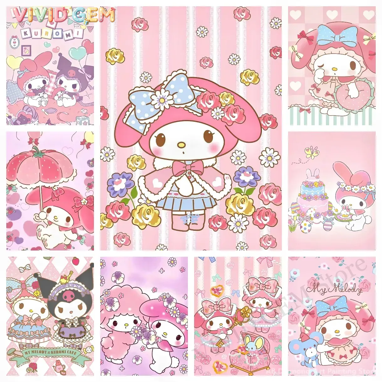 Photo Mosaic Print - Diamond Painting My Melody Sanrio Diamantmosaik